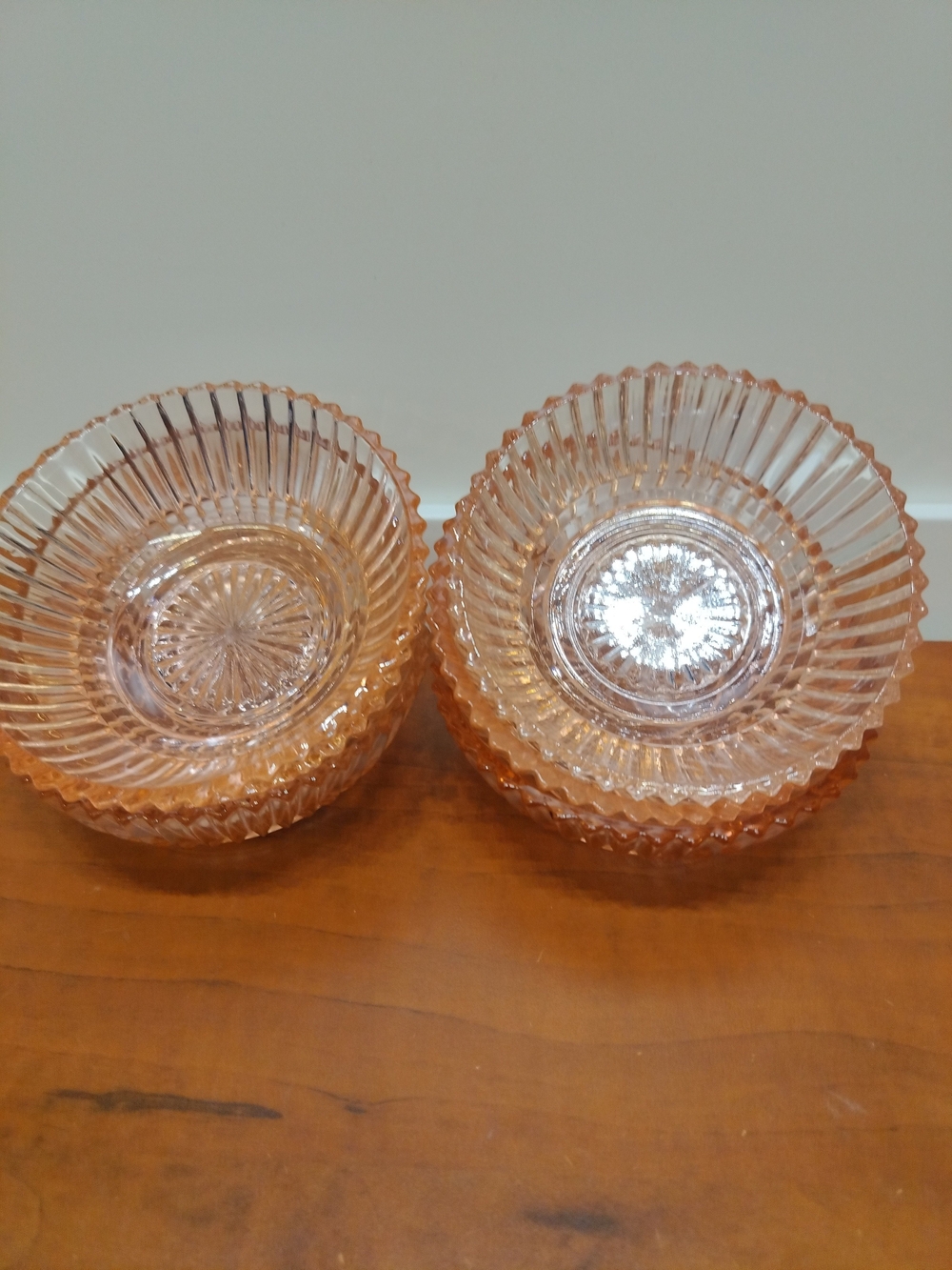 Anchor Hocking " Queen Mary" Pink Depression Glass Dessert Bowls Set Of 6